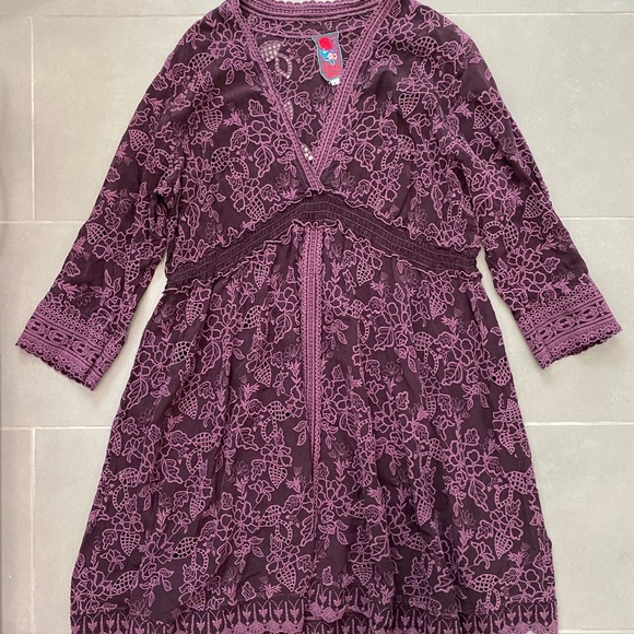 Johnny Was Vintage Cupro Eyelet Lace Mini Dress - Picture 7 of 8